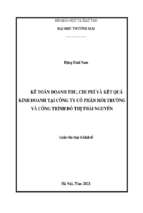 Kế toán doanh thu, chi phí và kết quả kinh doanh tại công ty cổ phần môi trường và công trình đô thị thái nguyên