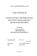 Vận dụng giáo dục stem trong dạy học môn tin học cho học sinh lớp 11 bậc trung học phổ thông