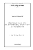 Kế toán doanh thu, chi phí và kết quả kinh doanh tại công ty cổ phần cao nguyên bắc ninh