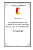 Tối ưu điều kiện sinh tổng hợp nattokinase theo phương pháp lên men chìm ở quy mô phòng thí nghiệm