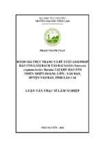 Đánh giá thực trạng và đề xuất giải pháp bảo tồn loài bách tán đài loan (taiwania cryptomerioides hayata) tại khu bảo tồn thiên nhiên hoàng liên   văn bàn, huyện văn bàn, tỉnh lào cai