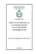 Nghiên cứu đặc điểm thực vật và thành phần hóa học của cây mơ tam thể (paederia lanuginosa wall.)