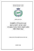 Nghiên cứu sàng lọc dịch chiết dược liệu có khả năng tổng hợp nano tiểu phân bạc