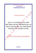 Quản lý tài chính đào tạo nghề phổ thông cho học sinh trung học tại trung tâm giáo dục   dạy nghề thành phố đồng hới, tỉnh quảng bình