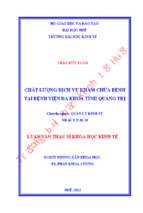 Chất lượng dịch vụ khám chữa bệnh tại bệnh viện đa khoa tỉnh quảng trị.