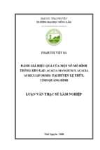 Đánh giá hiệu quả của một số mô hình trồng keo lai(acacia mangium x acacia auriculiformis) tại huyện lệ thủy, tỉnh quảng bình