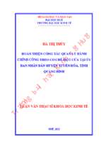 Hoàn thiện công tác quản lý hành chính công theo cơ chế một cửa tại ủy ban nhân dân huyện tuyên hóa, tỉnh quảng bình
