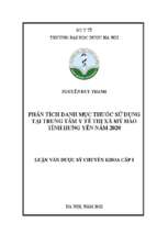 Phân tích danh mục thuốc sử dụng tại trung tâm y tế thị xã mỹ hào tỉnh hưng yên năm 2020