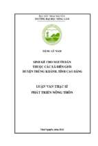 Sinh kế cho người dân thuộc các xã biên giới huyện trùng khánh, tỉnh cao bằng