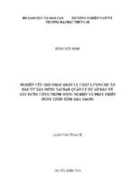 Nghiên cứu giải pháp quản lý chất lượng dự án đầu tư xây dựng tại ban quản lý dự án đầu tư xây dựng công trình nông nghiệp và phát triển nông thôn tỉnh hậu giang 
