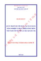 Quản trị rủi ro tín dụng tại ngân hàng nông nghiệp và phát triển nông thôn việt nam, chi nhánh lao bảo quảng trị