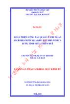 Hoàn thiện công tác quản lý thu ngân sách nhà nước qua kho bạc nhà nước a lưới, tỉnh thừa thiên huế
