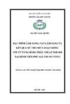 Đặc điểm lâm sàng, cận lâm sàng và kết quả xử trí chửa đoạn bóng vòi tử cung bằng phẫu thuật nội soi tại bệnh viện phụ sản trung ương