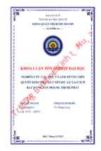 Nghiên cứu các yếu tố ảnh hưởng đến quyết định mua bất động sản đất nền tại ctcp hoàng thịnh phát
