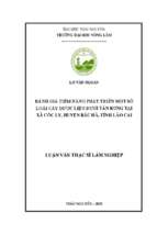 Đánh giá tiềm năng phát triển một số loài cây dược liệu dưới tán rừng tại xã cốc ly, huyện bắc hà, tỉnh lào cai