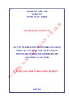 Các yếu tố ảnh hưởng đến sự hài lòng trong công việc của nhân viên tại ngân hàng tmcp sài gòn thương tín chi nhánh quảng bình