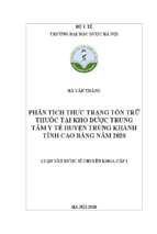 Phân tích thực trạng tồn trữ thuốc tại kho dược trung tâm y tế huyện trùng khánh tỉnh cao bằng năm 2020