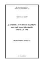 Quản lý nhà nước đối với hoạt động khai thác than trên địa bàn tỉnh quảng ninh