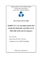 Nghiên cứu cấu tạo, hoạt động máy đánh ống muratec tại công ty cổ phần dệt đông quang (xưởng 5)