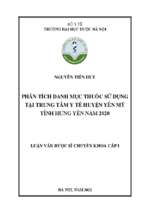 Phân tích danh mục thuốc sử dụng tại trung tâm y tế huyện yên mỹ tỉnh hưng yên năm 2020