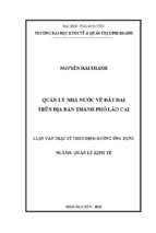 Quản lý nhà nước về đất đai trên địa bàn thành phố lào cai