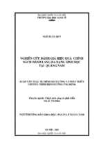 Nghiên cứu đánh giá hiệu quả chính sách hành lang đa dạng sinh học tại quảng nam