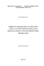Nghiên cứu giải pháp nâng cao chất lượng quản lý các công trình xây dựng tại ban quản lý dự án đầu tư xây dựng huyện vị thủy, tỉnh hậu giang 