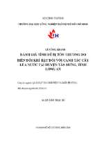 Đánh giá tính dễ bị tổn thương do biến đổi khí hậu đối với canh tác cây lúa nước tại huyện tân hưng, tỉnh long an