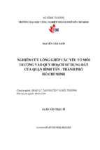 Nghiên cứu lồng ghép các yếu tố môi trường vào quy hoạch sử dụng đất của quận bình tân   tp. hồ chí minh