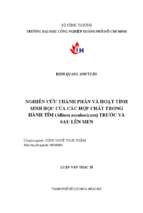 Nghiên cứu thành phần và hoạt tính sinh học của các hợp chất trong hành tím ( alluum ascalonicum) trước và sau lên men