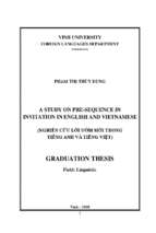 A study on pre sequence in invitation in english and vietnamese=nghiên cứu lời ướm mời trong tiếng anh và tiếng việt 