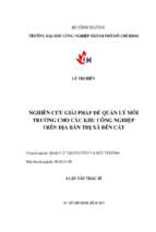 Nghiên cứu giải pháp để quản lý môi trường cho các khu công nghiệp trên địa bàn thị xã bến cát   