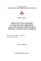 Những yếu tố tác động đến sự thay đổi công nghệ trong hoạt động kinh doanh ngân hàng thời đại cách mạng công nghiệp 4.0   