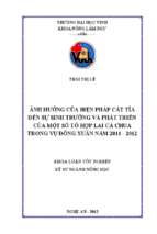 Ảnh hưởng của biện pháp cắt tỉa đến sự sinh trưởng và phát triển của một số tổ hợp lai cà chua trong vụ đông xuân năm 2011   2012   