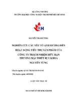 Nghiên cứu các yếu tố  ảnh hưởng đến hoạt động tiêu thụ sản phẩm của công ty trách nhiệm hữu hạn thương mại thiết bị y khoa nguyễn tùng   