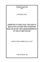 Ảnh hưởng của phật giáo, công giáo và một số tôn giáo khác đối với đời sống nhân dân huyện chơn thành (bình phước) từ năm 1975 đến năm 2015   