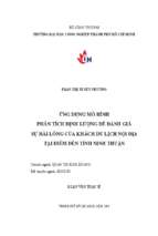 Ứng dụng mô hình phân tích định lượng để đánh giá sự hài lòng của khách du lịch nội địa tại điểm đến tỉnh ninh thuận   