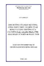 Ảnh hưởng của mật độ ương, công thức thức ăn đến tỷ lệ tăng trưởng của cá chẽm (lates calcarifer bloch 1790) giai đoạn từ 0 đến 60 ngày tuổi