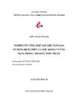 Nghiên cứu tổng hợp vật liệu nano zno sử dụng dịch chiết lá trầu không và ứng dụng trong chỉ khâu phẫu thuật   