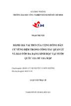 Đánh giá vai trò của cộng đồng dân cư vùng đệm trong công tác quản lý và bảo tồn đa dạng sinh học tại vườn quốc gia bù gia mập   