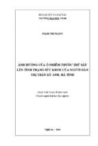 Ảnh hưởng của ô nhiễm thuốc trừ sâu lên tình trạng sức khỏe người dân thị trần kỳ anh, hà tĩnh   