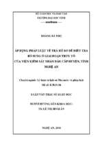 Áp dụng pháp luật về trả hồ sơ để điều tra bổ sung ở giai đoạn truy tố của viện kiểm sát nhân dân cấp huyện, tỉnh nghệ an