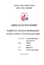 Nghiên cứu ứng dụng mô hình khảo sát đặc tuyến v   a của pin quang điện   