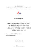 Chiết tách, phân lập một số hoạt chất từ cây bụt giấm hibiscus sabdariffa   ứng dụng kiểm nghiệm trà bụt giấm hòa tan