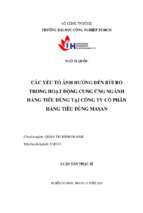 Các yếu tố ảnh hưởng đến rủi ro trong hoạt động cung ứng ngành hàng tiêu dùng tại công ty cổ phần hàng tiêu dùng masan