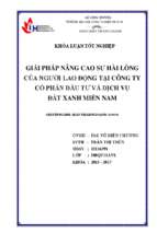 Giải pháp nâng cao sự hài lòng của người lao động tại công ty cổ phần đầu tư và dịch vụ đất xanh miền nam