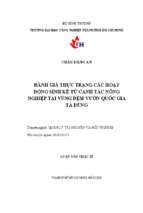 Đánh giá thực trạng các hoạt động sinh kế từ canh tác nông nghiệp tại vùng đệm vườn quốc gia tà đùng   