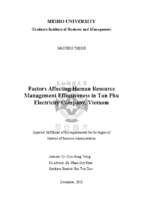 Factors affecting human resource  management effectiveness in tan phu  electricity company, vietnam   masters of business administration