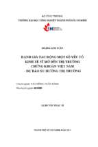 Đánh giá tác động một số yếu tố kinh tế vĩ mô đến thị trường chứng khoán việt nam   dự báo xu hướng thị trường   