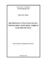 Biện pháp quản lý chất lượng dạy học ở trường trung cấp kỹ thuật nghiệp vụ cái bè tỉnh tiền giang   